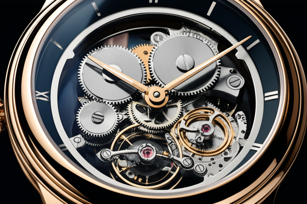 Close-up of a luxury watch with intricate details.